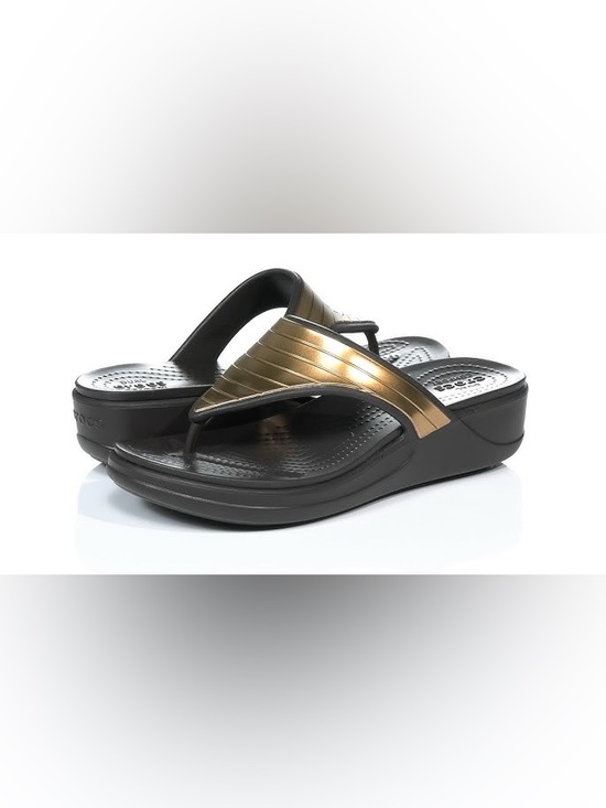 CROCS Shoes - Crocs Monterey Metallic Strap Wedge Flip